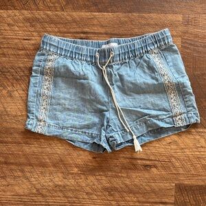 LOFT Light Blue Embroidered High Waist Shorts